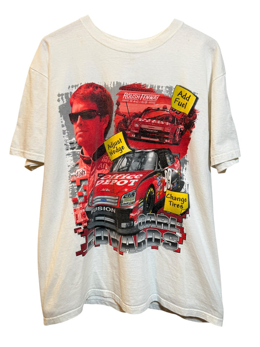 Carl Edwards mens White T Shirt (Size XL)