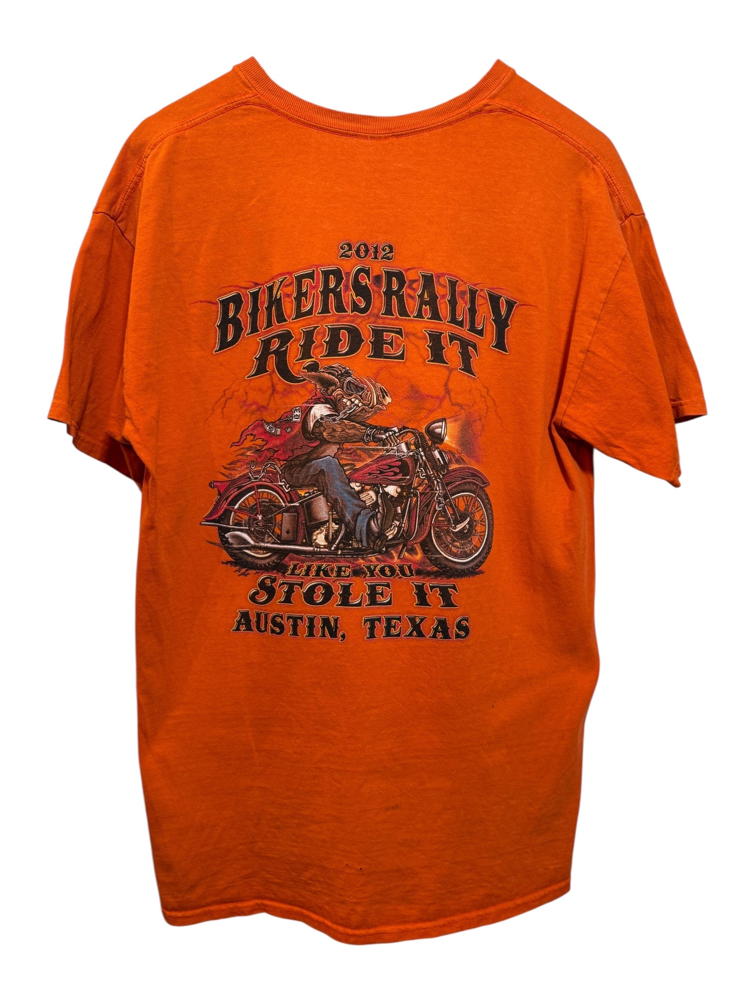 Bikers Rally Mens Orange T Shirt (Size XL)