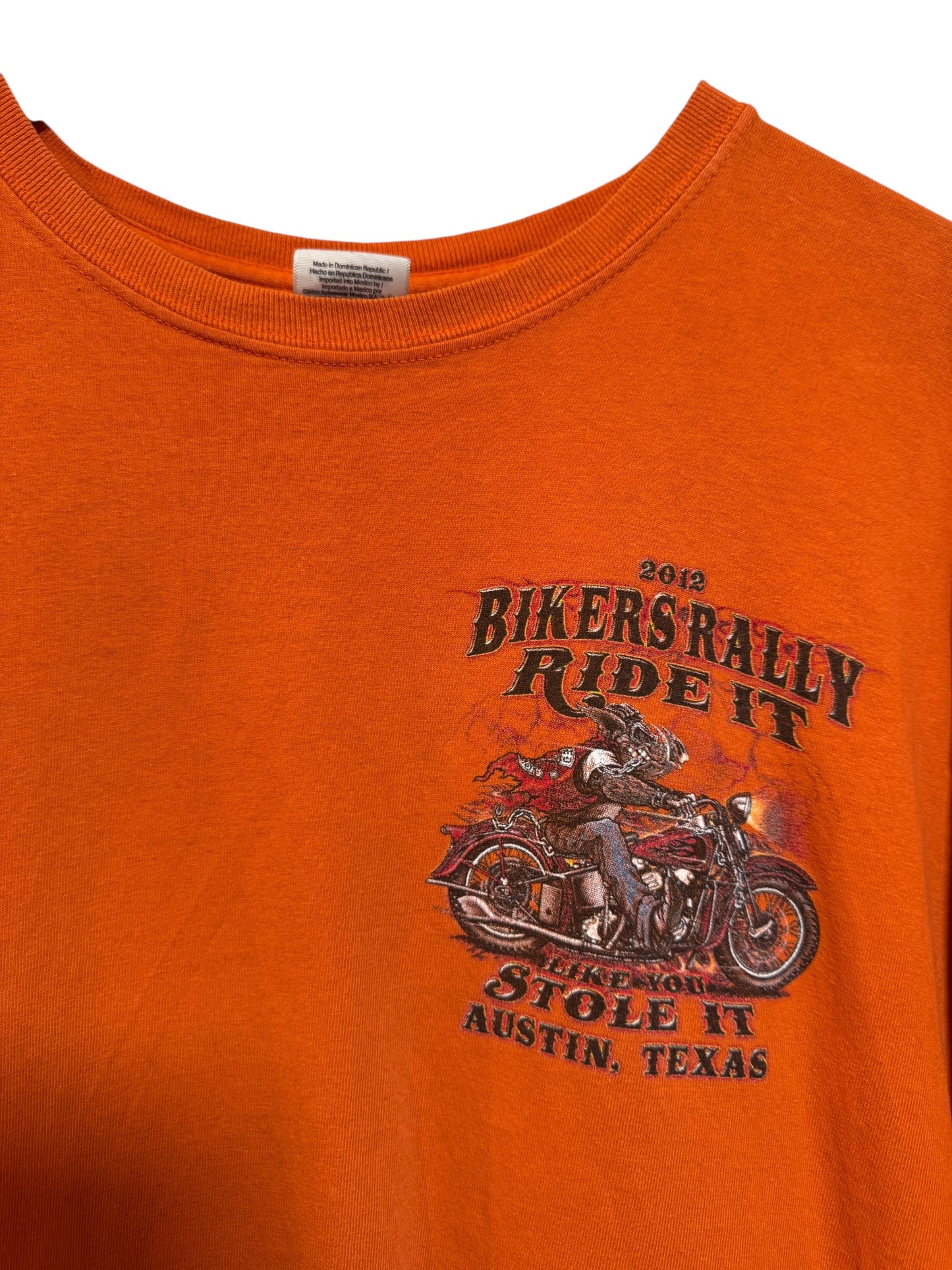 Bikers Rally Mens Orange T Shirt (Size XL)