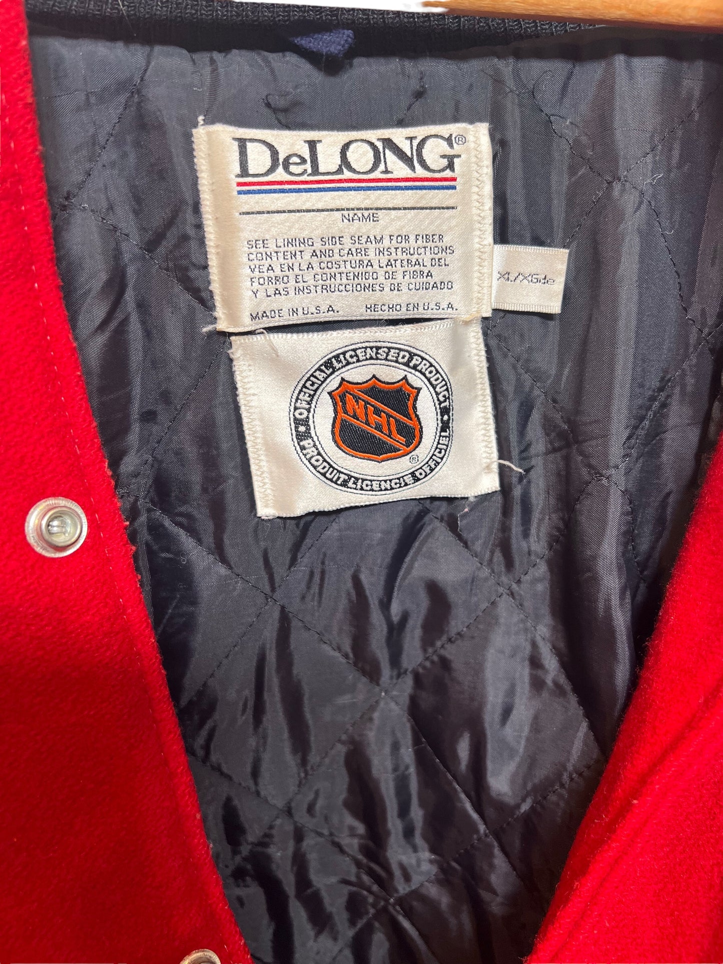 DeLong Mens NHL Red Varsity Jacket (Size XL)