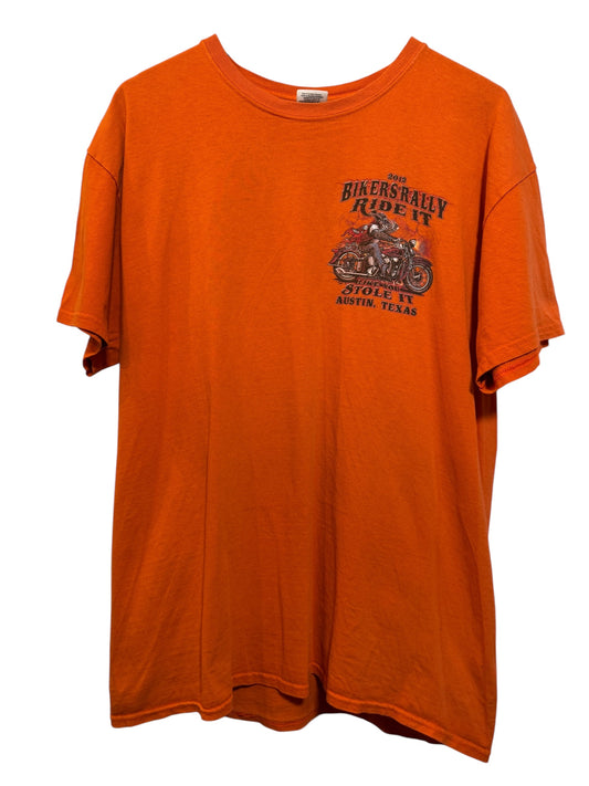 Bikers Rally Mens Orange T Shirt (Size XL)