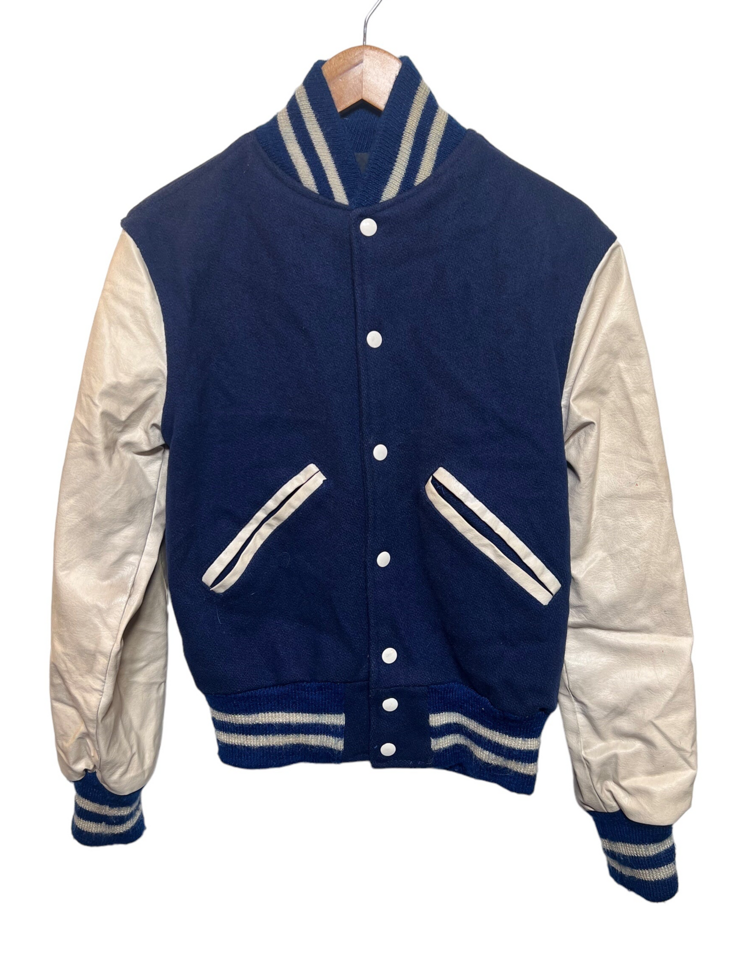 Kaye Bros. Blue White Varsity Jacket (Size L)