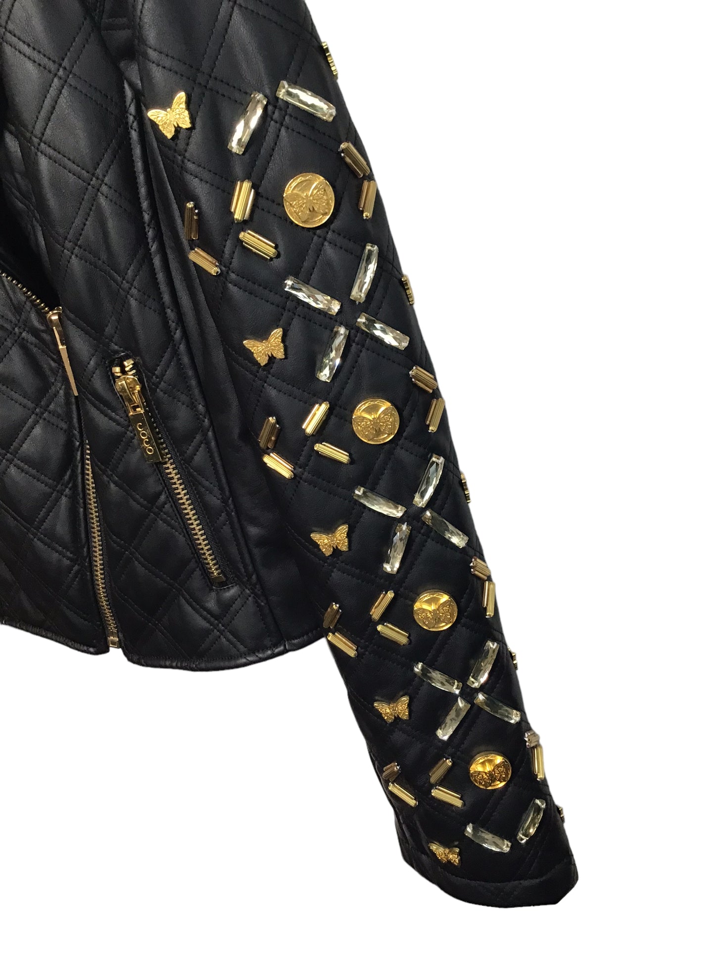 Disney by Coco Rocha Embellished Faux Leather Jacket (Women's Size L)