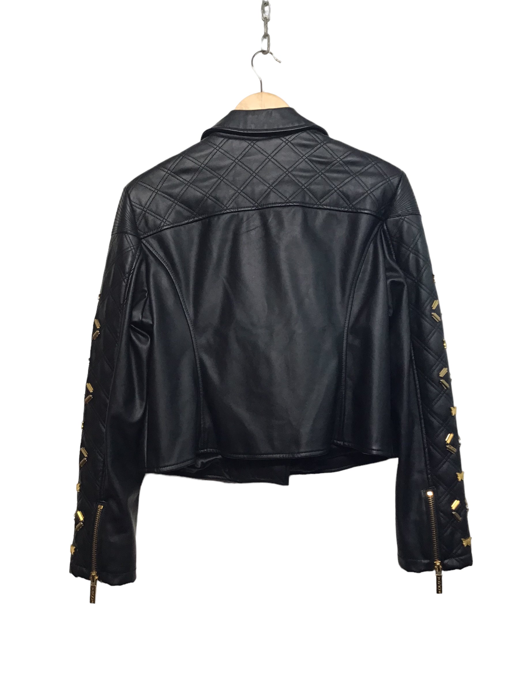 Embellished faux hot sale leather jacket