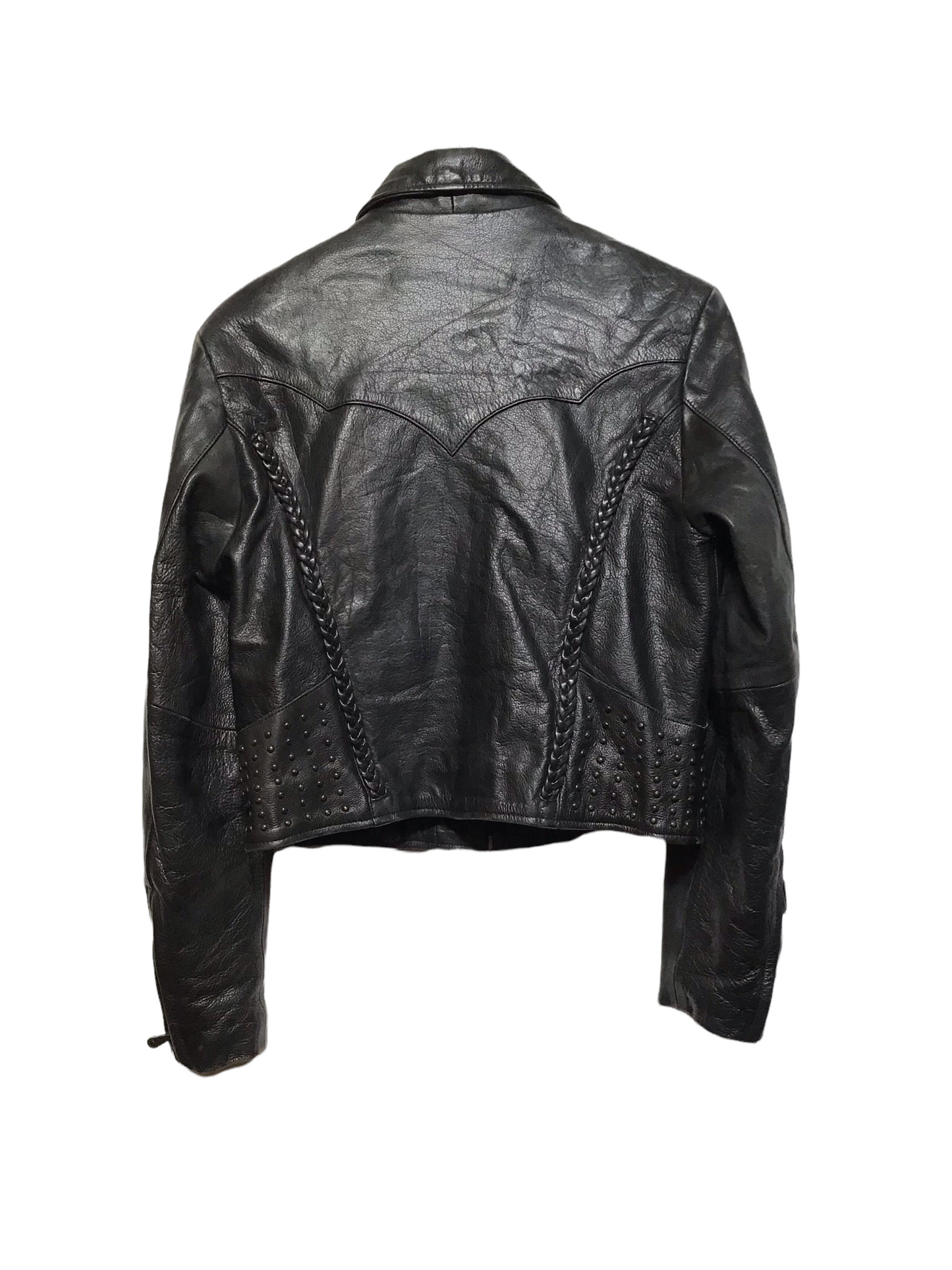 Ladies Cropped Leather Jacket (Size S)