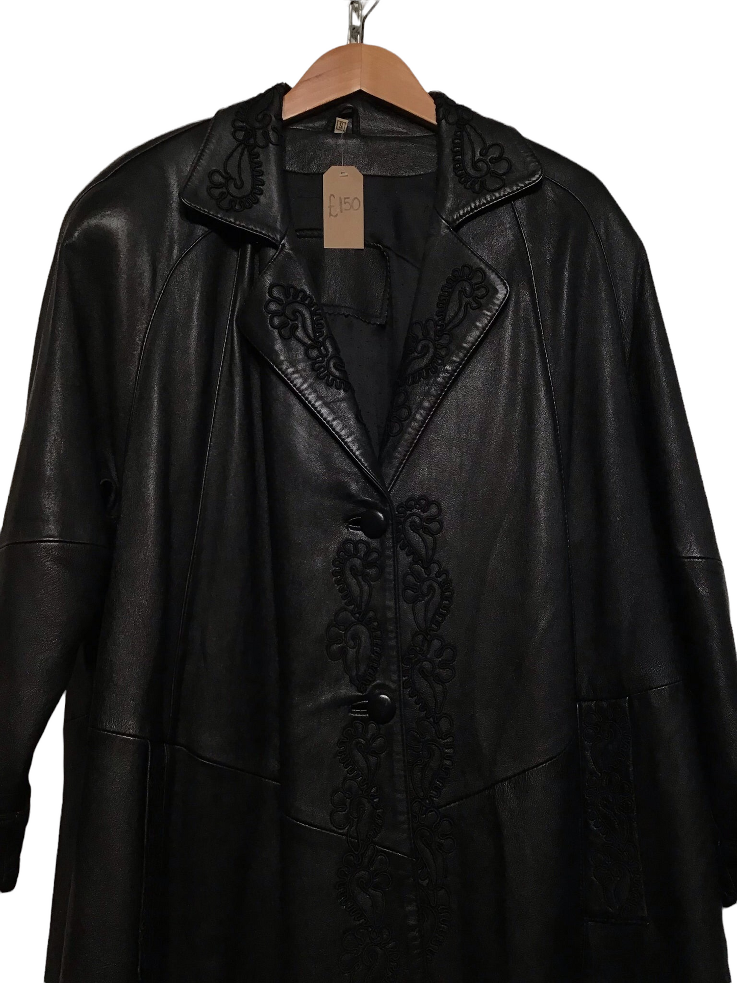 Embroidered Leather Jacket (Size L)