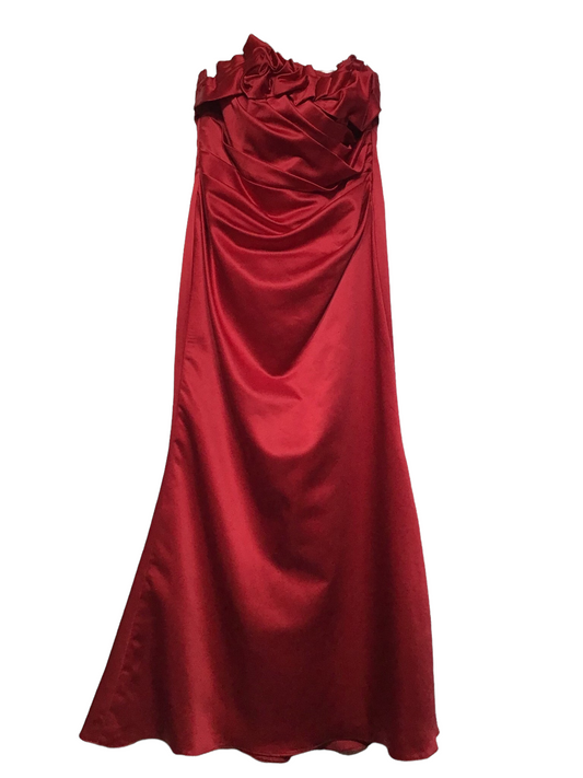 Red Satin Rouched Dress (Size L)