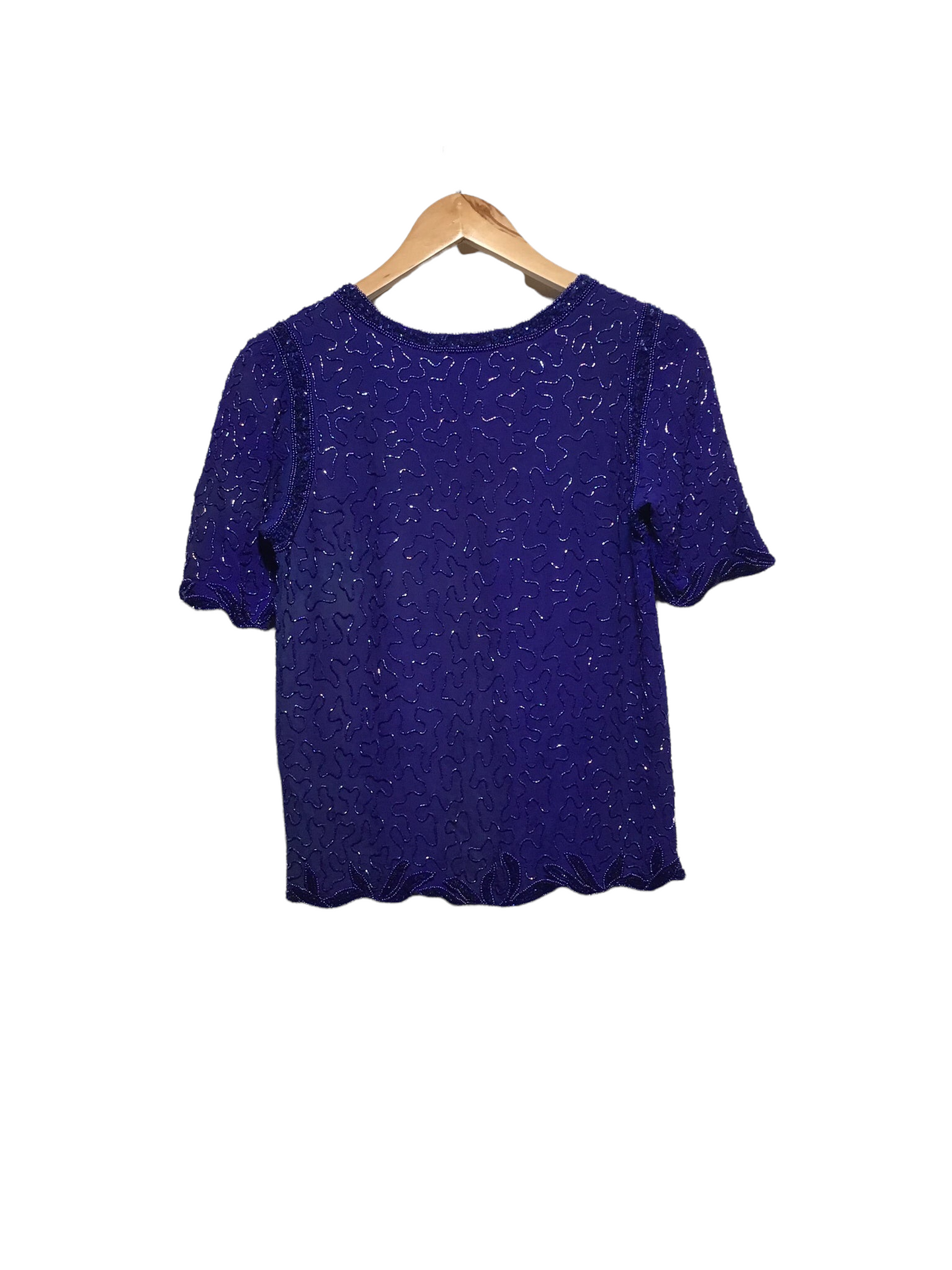 Embellished Silk Evening Top (Size S)