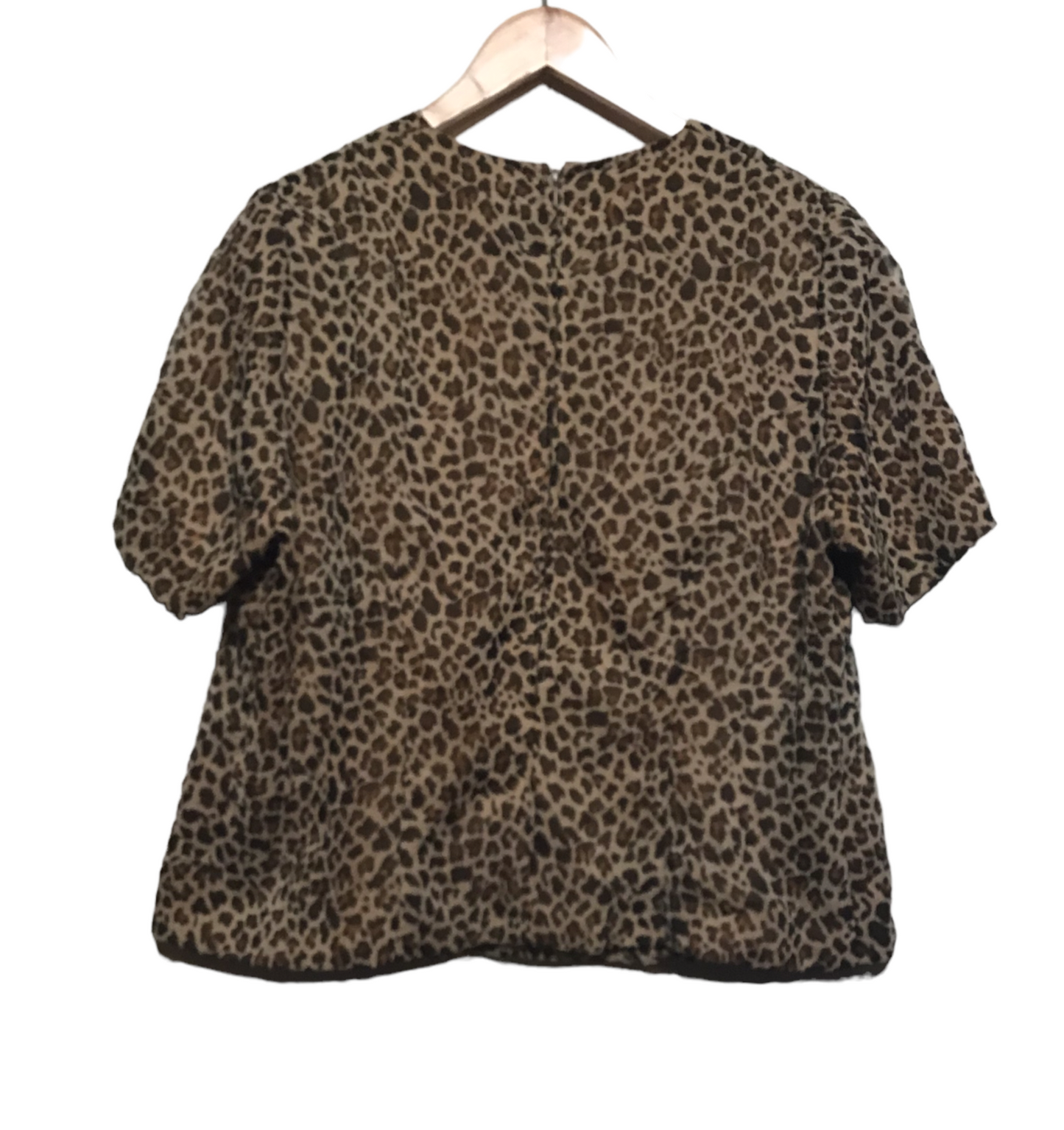 Animal Print Short Sleeve Blouse (Size L