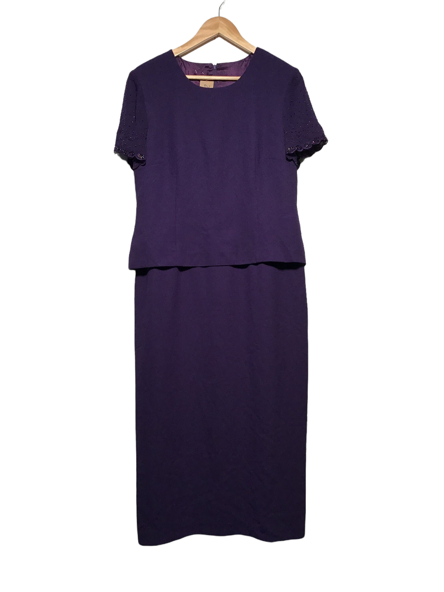 Beaded Sleeve Evening Dress (Size L)