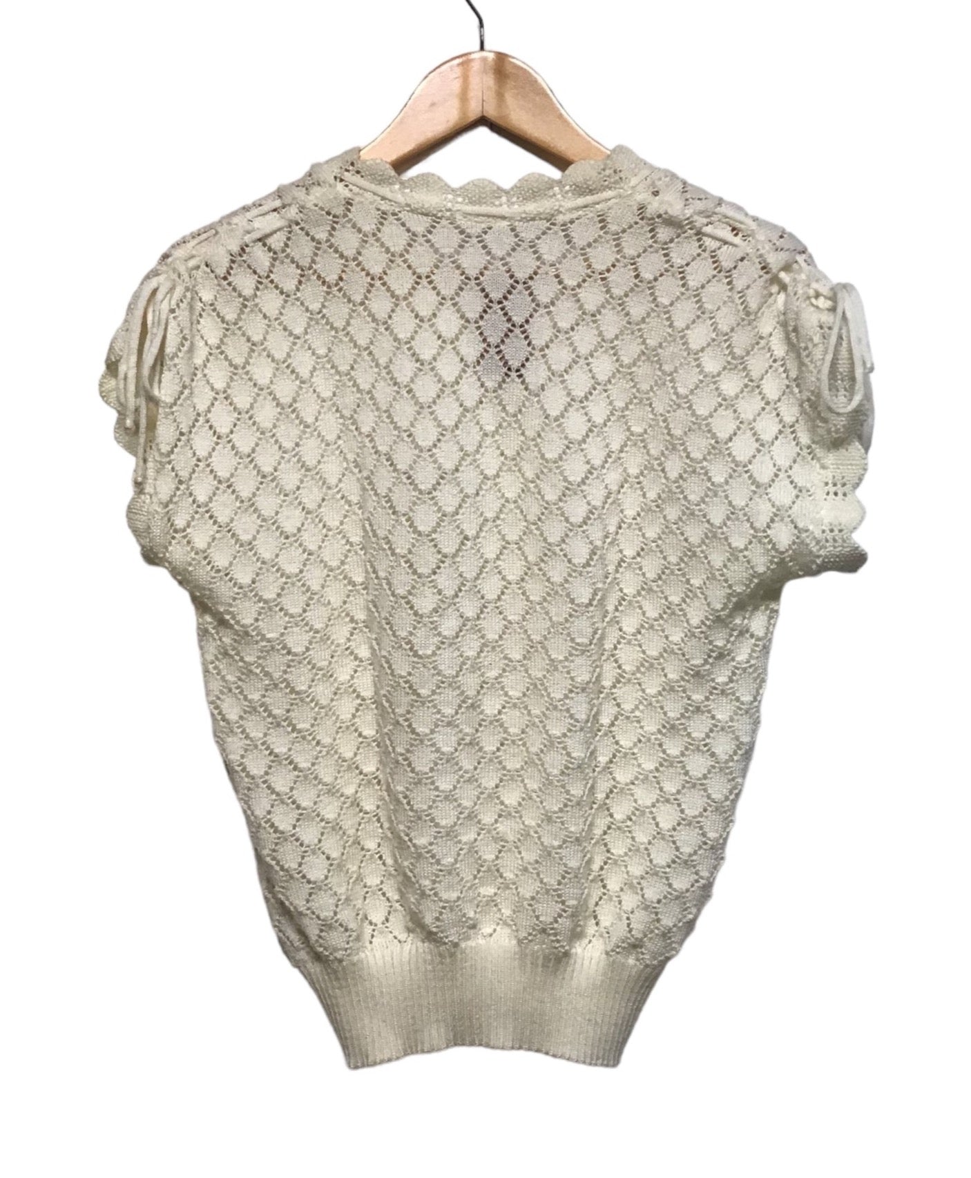 White Open-knit Sweater Vest (Size M)