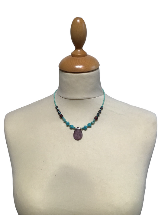Purple Glass Pendant Necklace