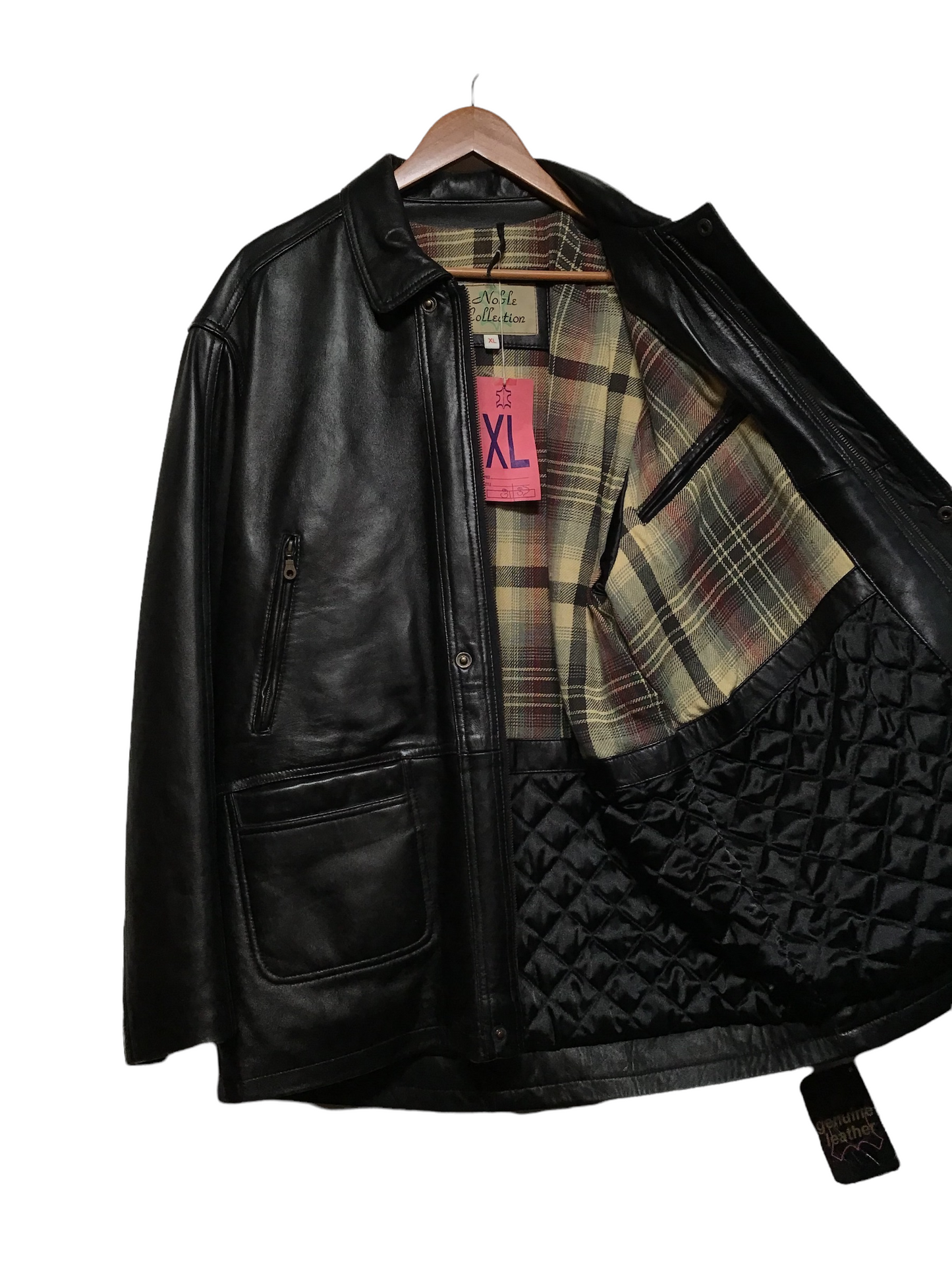 Black Leather Coat (Size XL)