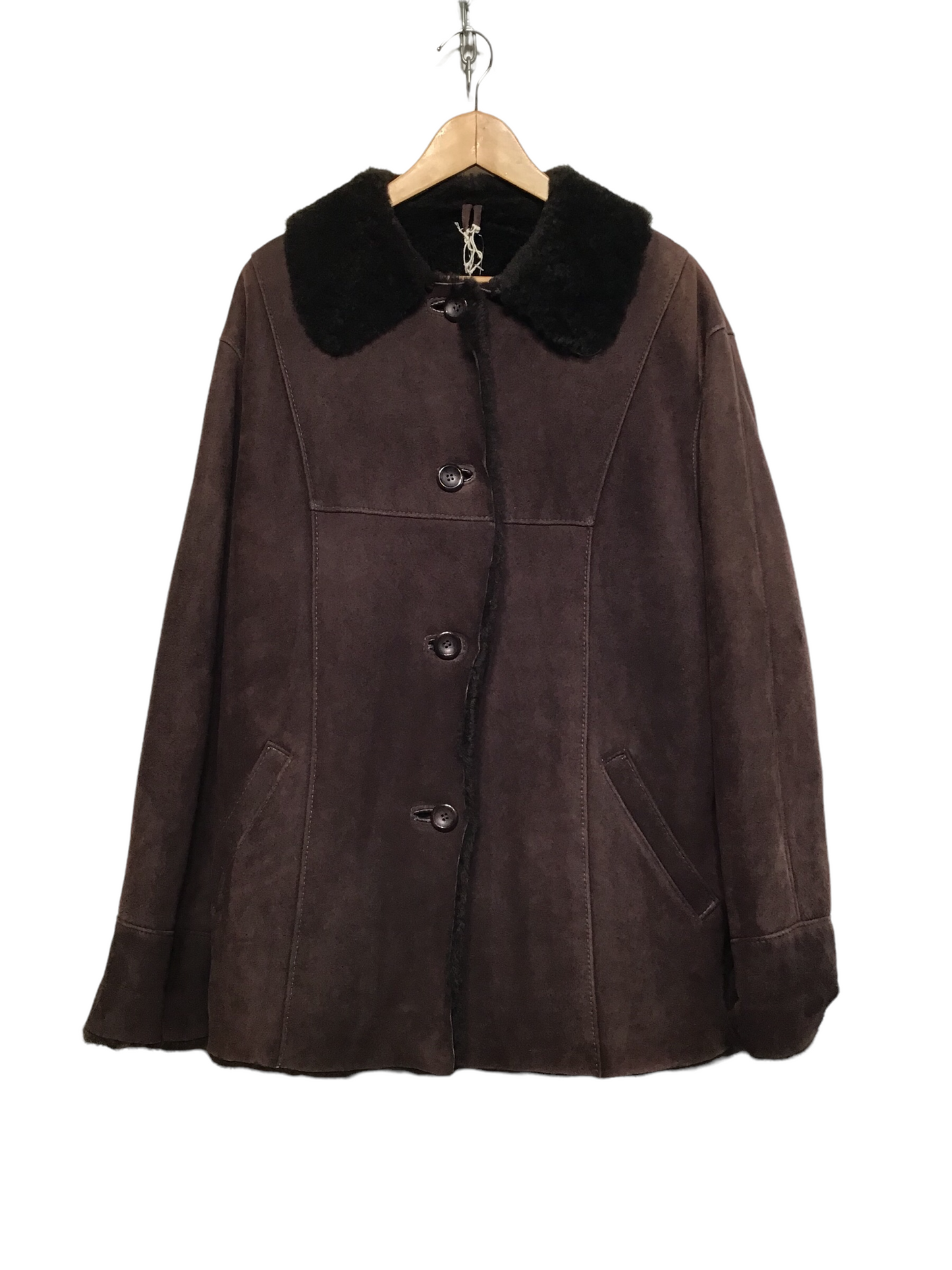 Dark Brown Shearling Coat (Size L)